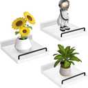 Small Floating Shelf, 6 X 6 Inches Farmhouse Wall Shelves for Living Room, Bedroom, Picture Frames, Plants, Kitchen, Set of 3 (White and Black)