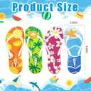 4 Pcs Hawaiian Beach Flip Flop Wall Hooks, Decorative Wooden Towel Rack Hangers for Pool Bathroom Bedroom Ornament, One Si