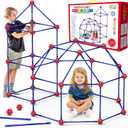 Fort Building Kit for Kids,STEM Construction Toys, Christmas & Birthday Gift for 4 5 6 7 8 9 10 11 12 Years Old Boys and Girls,Ultimate Creative Set for Indoor & Outdoors Activity,140 Pcs,Original (Red)