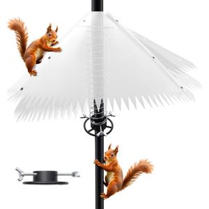 Squirrel Baffle for Bird Feeder Pole, White Squirrel Guard Baffle with Steel Spring, Outside Pole Mount Bird House Guard for Outdoor Stand Mount and Hanging Stops Squirrels and Raccoons
