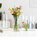 4 Pack Acrylic Cylinder Vases for Centerpieces, 8 inch Tall Clear Flower Vase, Unbreakable Vases,Hurricane Candle Holders Floating Candle Vase for Wedding Dinner Table Party Living Room Decor
