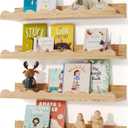 Nursery Book Shelves, 4-Pack Wood Floating Shelves for Wall Kids, Scalloped Shelves, Wall Book Shelves for Bedroom Kids, Toddler Room, Baby Room, Nursery Decor(Wood, 36 Inches)
