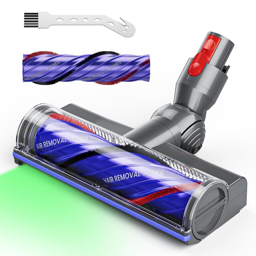 Upgrade Anti-Tangle LED Light Quick Release Vacuum Cleaner Head and Roller Replacement Parts Compatible with Dyson V8 V11 V7 V10 V15, Motorized Brush Heads for Most Carpets and Hard Floor