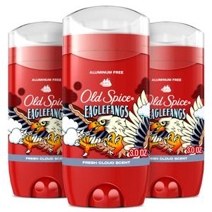 Old Spice Aluminum Free Deodorant for Men, 24/7 Odor Protection, 24/7 Freshness & Lasting Scent, Goes on Clear, Eaglefangs with Fresh Cloud Scent, 3.0 oz (Pack of 3)