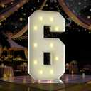 4FT Marquee Light Up Number,Marquee Numbers 4 Feet Tall, Large Led Sign for Baby Shower,Party,Birthday Decorations,Graduation,Prom(Number 6)