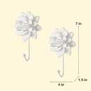 Guichifun Flower Shaped Decorative Wall Hooks - 2pcs Resin White Vintage Decor Hanger for Keys, Bags, Towels Bathroom Living Room Kitchen Home Decoration Gift 4 x 1.5 x 7 Inch