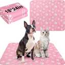 BEAUTYZOO Washable Pee Pads for Dogs, 18'' x 24" Reusable Puppy Pee Pads Super Absorbent Leakproof Dog Training Pads, 2 Pack Non-Slip Potty Pads for Small Medium Dogs Whelping Pads Litter Mat, Pink