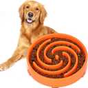 Slow Feeder Large Dog Bowl - Non Slip Maze Puzzle Bowl for Medium Dogs, Prevents Bloat & Choking, Orange