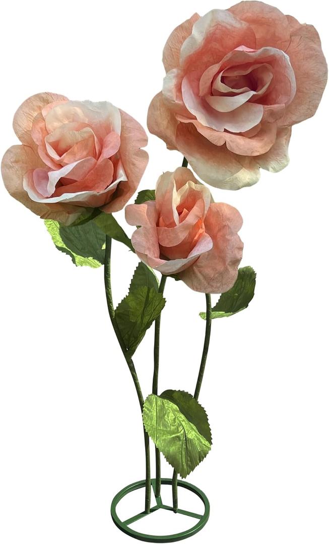 Giant Flowers for Decoration Big Flowers with Standing Base for Wedding Decorations, Handmade Artificial Rose Flower for Party & Banquet Decorations, Home Decorations, Baby Shower (Champagne)