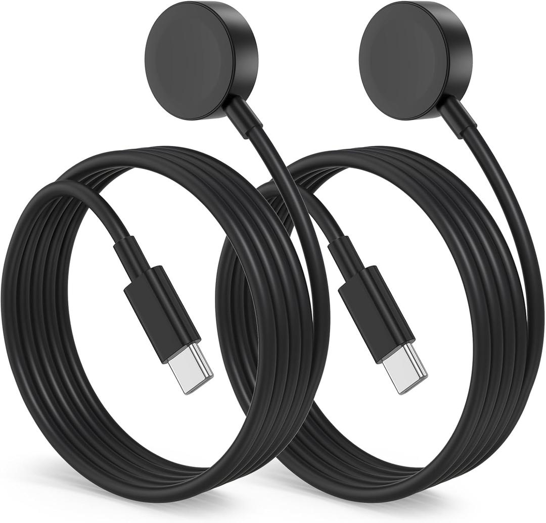 2Pack for Apple Watch Charger Cable, 3FT USB C to Magnetic Wireless Fast i-Watch Charging Cord [Portable], Compatible with iWatch Series Ultra/9/8/7/6/SE/SE2/5/4/3/2 - Black