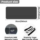 Yoga Knee Pad Cushion, 24 x 9.8 x 0.8 in Thick Mini Yoga Mat, Odor-Free NBR Workout Mat with Storage Strap, Small Exercise Mat for Yoga, Pilates, Kneeling, Planks & Home Gym