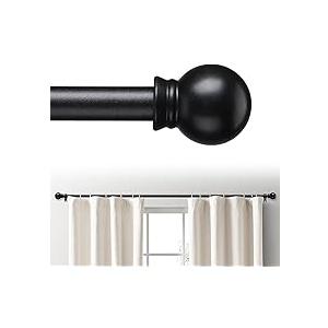 Curtain Rods for Windows 18-45"  Inch, 5/8 Black Curtain Rod Set Small Decorative Heavy Duty Drapery Rods, Matte Black  2 Pack