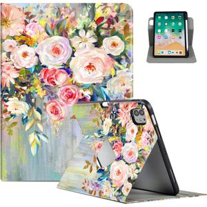 for iPad Air 11 Inch Case M3/M2, 360 Degree Rotating for iPad Air 5Th/4Th Generation Cases 10.9-inch,for iPad Pro 11 Inch Case 4Th/3Rd/2Nd/1St Generation Pencil Holder, Oil Painting Flower