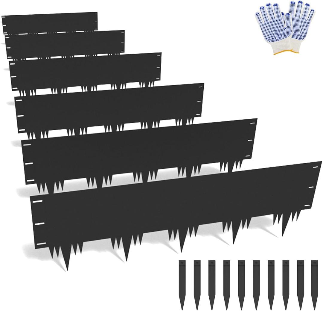 Galvanized Steel Landscape Edging Border 6 Packs 42'' L x 12.5'' H, Metal Landscape Garden Edging Border with 6 Stakes, Hammer-in Lawn Edging for Landscaping, Flower Bed, Yard, Pathway (21ft Total)
