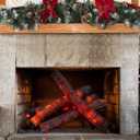 Tuanse 4 Pcs 16 in Flameless Fireplace Log Light Fake Fire Flame Camping Decoration Flameless Fireplace LED Light Fake Fire Log for Home Christmas Winter Indoor Outdoor Party Decor (15.75 in)