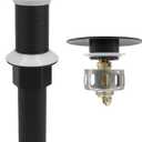 Bathroom Sink Drain,Drain Stopper Bathroom Sink Without Overflow,Pop Up Drain Assembly with Detachable Strainer Basket,Built-in Anti-Clogging, Stainless Steel Nut Mattle Black (Matte Black-big Cap)