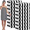 SmoothNovelty 16 Pack Microfiber Bath Towels Bulk,Black,Stripe