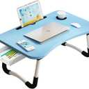 Lap Desk with Storage Drawer, Cup and Tablet Holder, Bed Tray Table, Foldable Laptop Desk, Laptop Stand for Working, Writing, Gaming and Drawing (23.6", Blue)