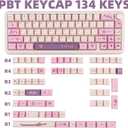 134 Keys Pink Purple Keycaps, PBT Custom Key caps Cherry Profile Japanese Keycaps Set Fit for 61/64/87/104/108 Cherry Gateron MX Switches Mechanical Keyboard