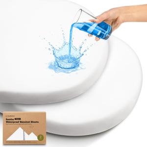 2-pk Waterproof Bassinet Sheets Girls, Boys, Cotton - 33x17 Universal Bassinet Mattress Pad Protector Cover, Compatible with Graco,Baby Delight,Chicco,Halo Bassinest Swivel Sleeper Fitted (Soft White)