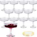 12 Pcs Ribbed Vintage Coupe Glasses 7 oz Reusable Clear Martini Cup Champagne Coupe Cocktail Ribbed Glassware for Christmas, Weddings, Anniversaries