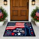 New 4th of July Decorations, 250th Anniversary Red White and Blue Patriotic Doormat with Happy 4th of July, 30x18 inches Non-Slip Rug Porch Outdoor Decor for Independence Day Memorial Day