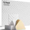 Sound Proof Foam Panels for Walls, 12 Pack Self-Adhesive Acoustic Panels, 12" X 12" X 0.4" Soundproof Wall Panels for Door, Ceiling, Home Office White