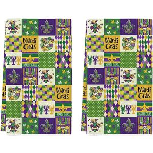 Artoid Mode Iris Donut Mask Lobster Checkered Design Mardi Gras Kitchen Towels Dish Towels, 18x26 Inch Farmhouse Decoration Cleaning Set of 2