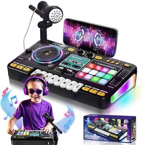 OZMI Kids DJ Music Mixer Table Board Set Toy with Microphone, Lights – Interactive Musical Toys for Ages 312 | 100+ Sounds, Piano Keys, Disco Mode, Rechargeable for Kids Boys & Girls