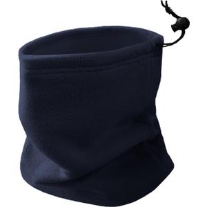 Double-layer Thick Fleece Ski Neck Gaiter, Winter Scarf Face Mask for Men Women, Warmer Beanie for Big Heads (Navy Blue)