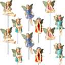 Bucherry 9 Pieces Garden Mini Fairies Figurines Miniature Fairy Sculpture Decoration Tiny Garden Accessories for Home Outdoor Yard Lawn Flower Pot Decor , Bright 