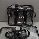 PVC Clear Pure Color Transparent Large Zipper Cosmetic Pouch Travel Makeup Cosmetic Bag with Handle for Travel Bathroom Toiletry Organizer (Clear+Black Handle)