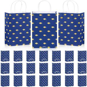 Eaasty 24 Pcs Graduation Gift Bags Bulk with Handles, Glitter 6x8x3'' Kraft Paper Goody Bags for Party Favors Birthday Friends Holidays Packing Wrapping Treat