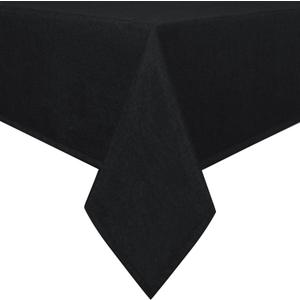Hiasan Faux Linen Rectangle Tablecloth - Wrinkle and Stain Resistant Washable Table Cloth for Kitchen Dining Room Holiday Table Cover for Party Dinner, Black, 52 x 70 Inch