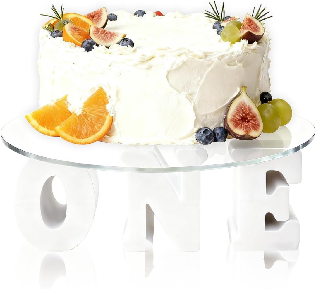 One Letters Round Cake Stand Perfect for 1st Birthday Parties,Birthday Cake Stand,Baby Anniversaries Ideal for Dessert Displays and Celebrations,12 Inch