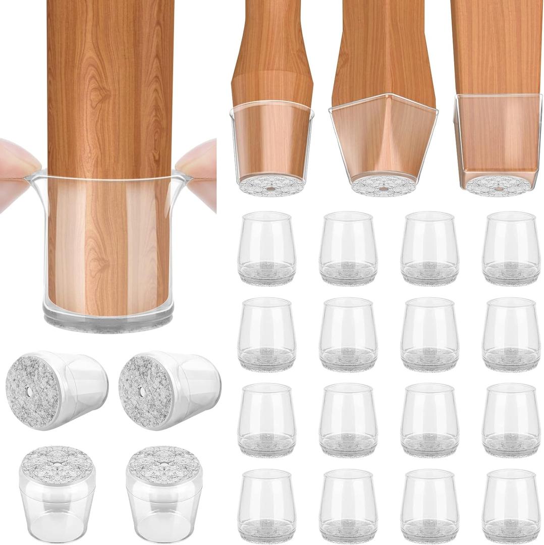 BALEINE Silicone Chair Leg Floor Protectors, Stool Leg Protectors Cap, Chair Leg Caps for Hardwood Floors (Clear-16pcs, Round S)