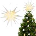 Riakrum Moravian Star Tree Topper Christmas Tree Decor Advent Star Hanging Outdoor Christmas Light Hanging Xmas Treetop for Holiday Decor (White,18 Inch)