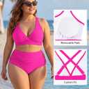 American Trends Womens Plus Size Bikini Set - Tummy Control, High Waisted 2 Piece Swimsuits Bathing Suits (Yellow, XXL)