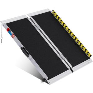 Portable Wheelchair Ramp 3FT, Anti-Slip Aluminum Folding Portable Ramp, Wheelchair Ramps for Home, Weight Capacity Up to 800 LBS, with Transition Plates Above and Below, Loading Dock Plates (3FT Using height 3-9")