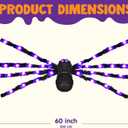 JOYIN Halloween Outdoor Decorations Light-Up Giant Spider, 5 Ft Large Black Hairy Spider with Purple LED for Yard Lawn Garden Halloween Outside Decor, Indoor Haunted House Prop and Scary Party Decor