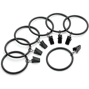 14 Pack Metal Curtain Rings with Clips, Drapery Clips with Rings