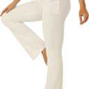 FOHOFO Yoga Pants Women, Flare Leggings for Women with Pockets Crossover High Waisted Bootcut Yoga Pants (Beige)