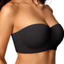 OEAK Womens Strapless Bras with Wireless/Underwire Multiway Non-Slip Tube Top Push Up Bralette Seamless Padded Bandeau Bra (36C, Black)