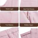 Women's 2 Piece Outfits Sleeveless Suit Vest and Shorts Sets Notch Lapel Two Button Business Casual Blazer Sets (Medium, Pink)