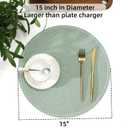 SHACOS Round Placemats Set of 6 Washable 15 inch Cotton Polyester Table Mats Woven Braided Place Mats for Dining Table, Sage Green