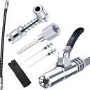 Grease Gun Accessory Kit,includes Grease Needle Dispenser, 2pcs Grease Needle Nozzles, 90 Degree Grease Coupler Adapter with Sleeves, Grease Gun Coupler, 12 Inch Grease-Gun-Hose, Zerk Fitting Cleaner