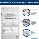 Clear Plastic Deposit Bags 9"x12" | Secure Bank Deposits, Cash Handling or Safe Currency Transportation | Sequential Barcodes | Tamper-Evident | Tear-Off Receipt for Security | 100-Pack