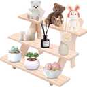 3 Tier Wooden Display Stand, Wooden Display Riser, Table Display Stand for Vendors, Earring Display Stands Wood Risers Displaying Jewelry for Home Decoration and Cake Display for The Party