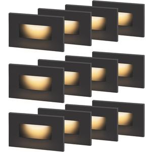 120V Dimmable LED Step Lights, 3000K/4000K/5000K Selectable, 3.5W 175lm Indoor Outdoor Stair Lights, Aluminum ORB Finish, 12 Pack