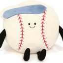 Cute Baseball Pillow Soft Baseball Stuffed Animal Sports Pillows, 17.7" Unique Plush Toy Gifts for Teen Girls and Boys